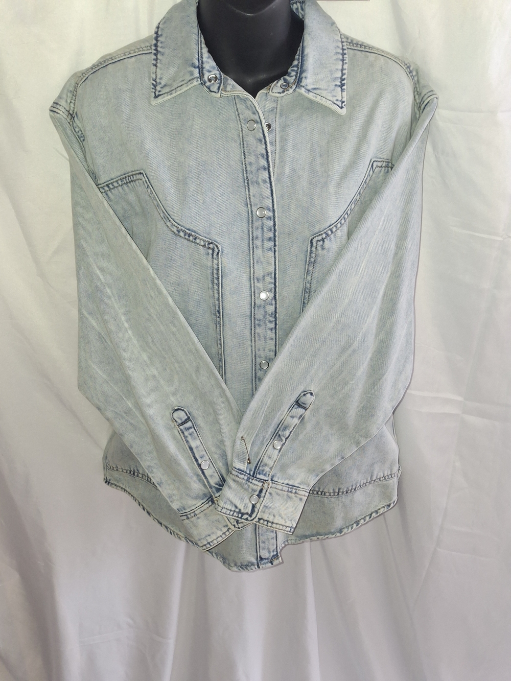 Target Light Wash Denim Button-Front Shirt - Pale Blue